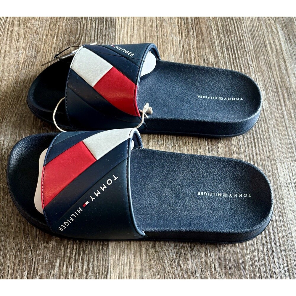 Tommy Flag Stripe Blue Red White Pool Slide Sandal Size 38 US 5.5 NWT READ - Picture 4 of 7